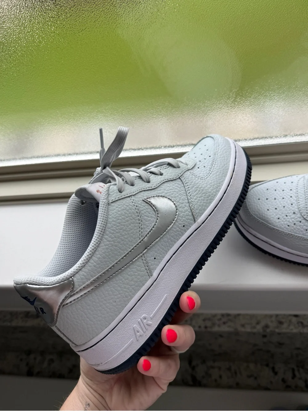 Nike AirForce Light Grey with Silver Swoosh